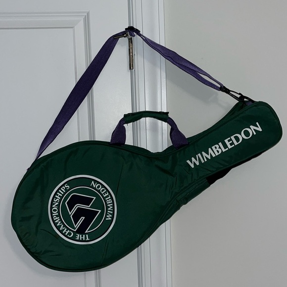 Official Wimbledon logo Green Retro vintage multi Racquet Tennis bag (3) - Picture 1 of 7